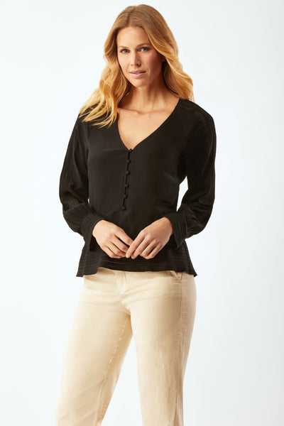 Hathaway Blouse With Embroidery - Black