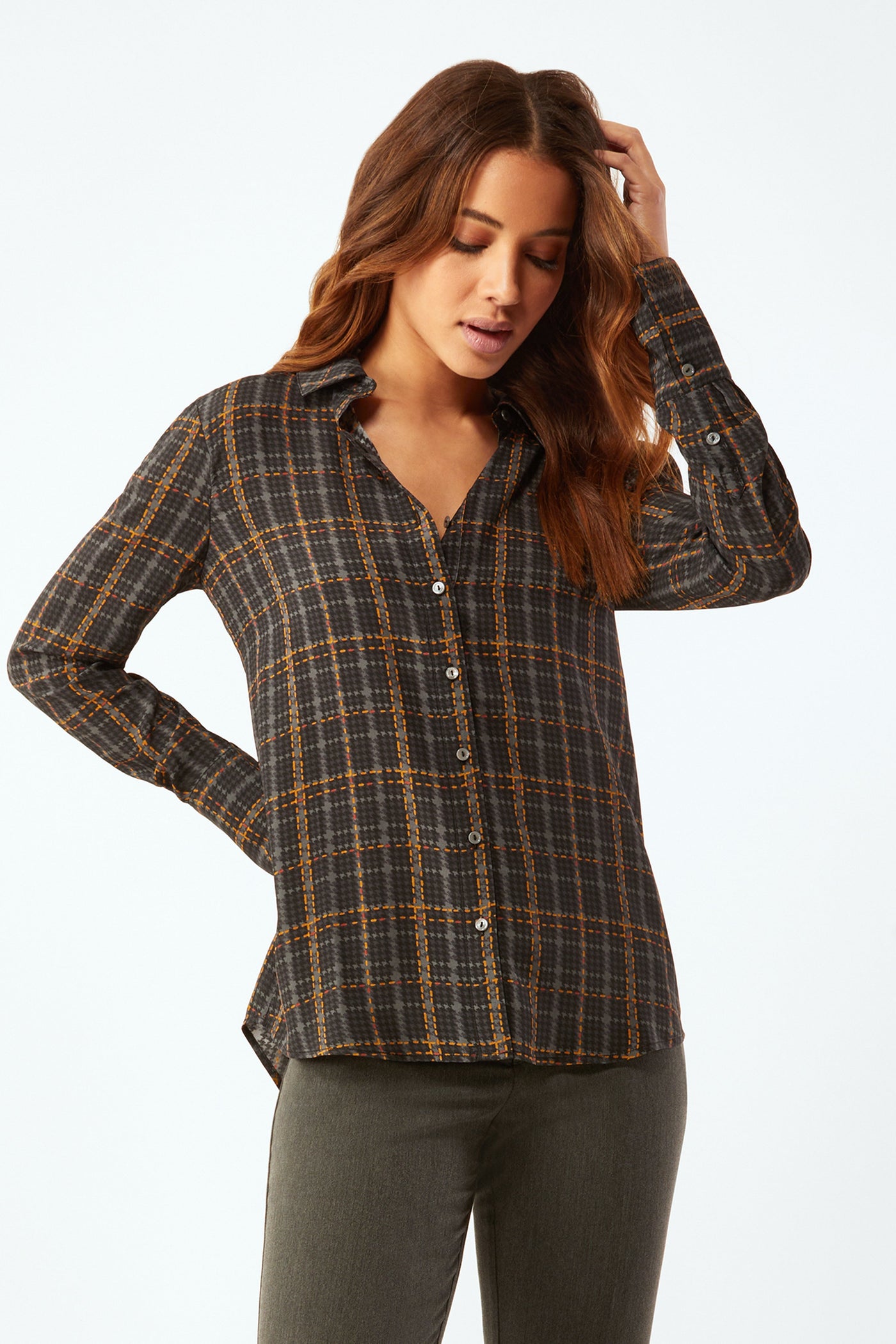 Pfeiffer Clean Shirt in Silk - Graphic Tweed