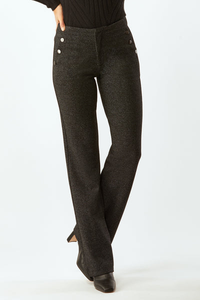 Worth Button Detail Pant - Grey Tweed