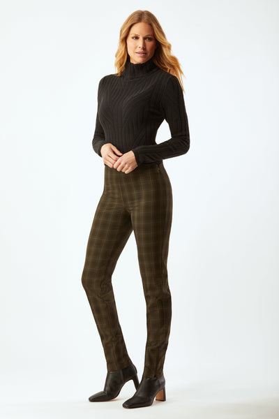 Springfield Classic Pull-On In 5Th Avenue Stretch - Olive/Black Plaid