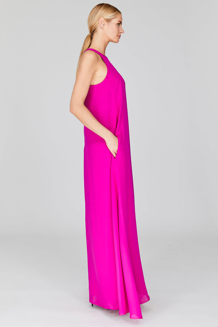 Silk Georgette Long Sleeveless Trapeze Gown