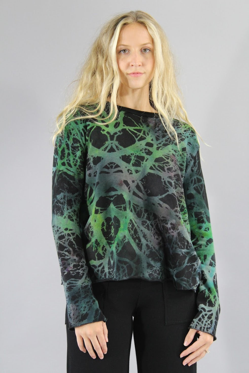Crop Sweater - Tree - Green