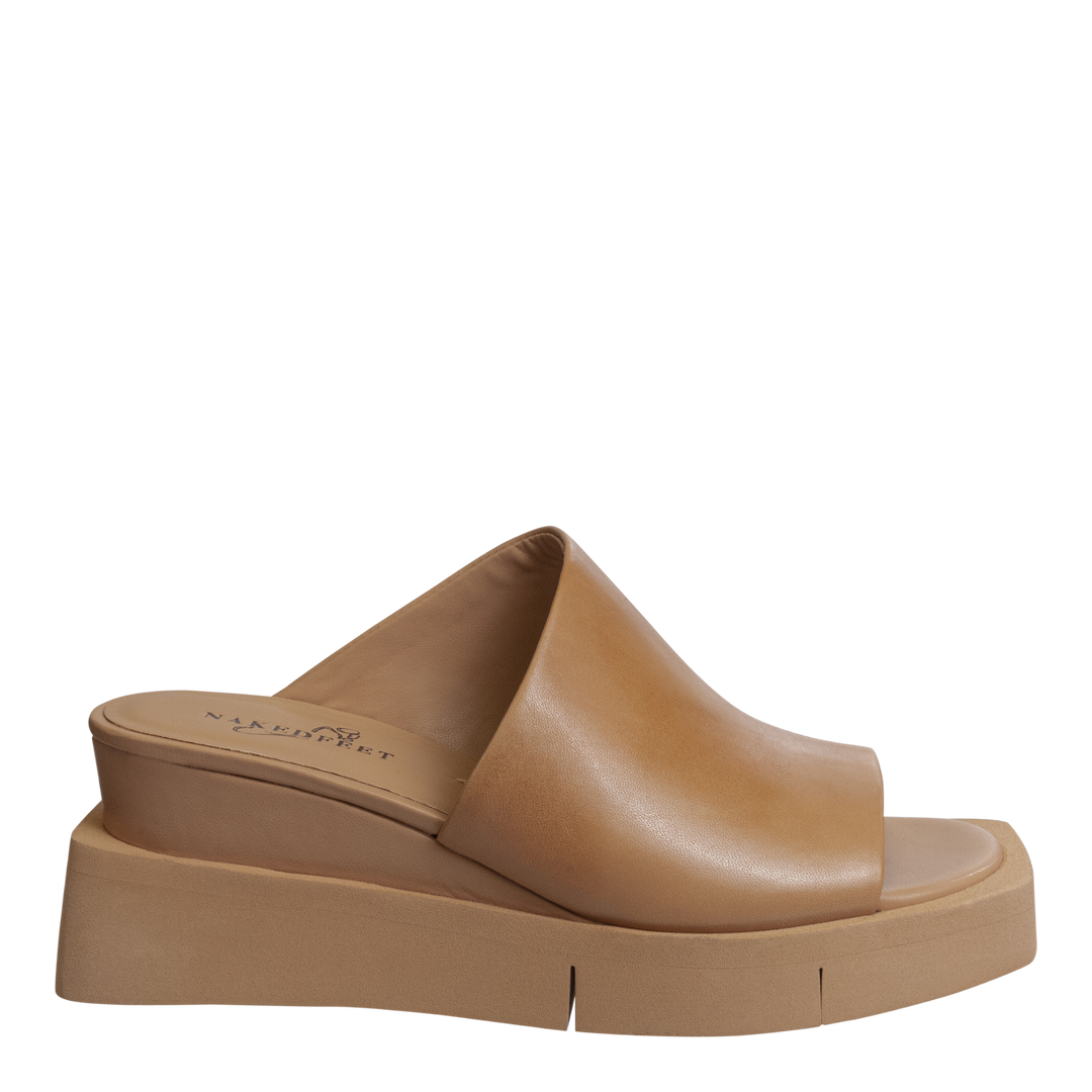 NAKED FEET - INFINITY in CAMEL Wedge Sandals